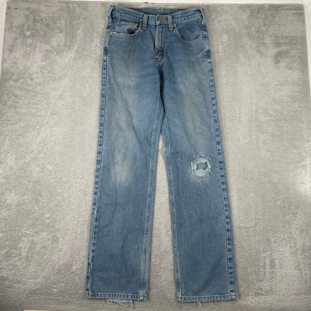 Carhartt Traditional Fit Jeans Mens 30x34 Blue Distressed Workwear Denim‎ Pants